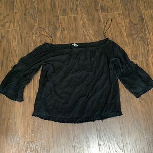 Black cold shoulder bell sleeve top